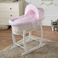 For Your Little One White Wicker Baby Moses Basket & Stand - Pink