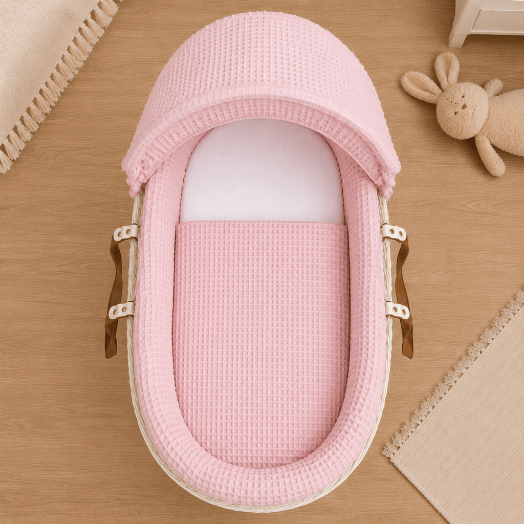 Pink Waffle Moses Basket Bedding Set | For Your Little One – 3 Piece