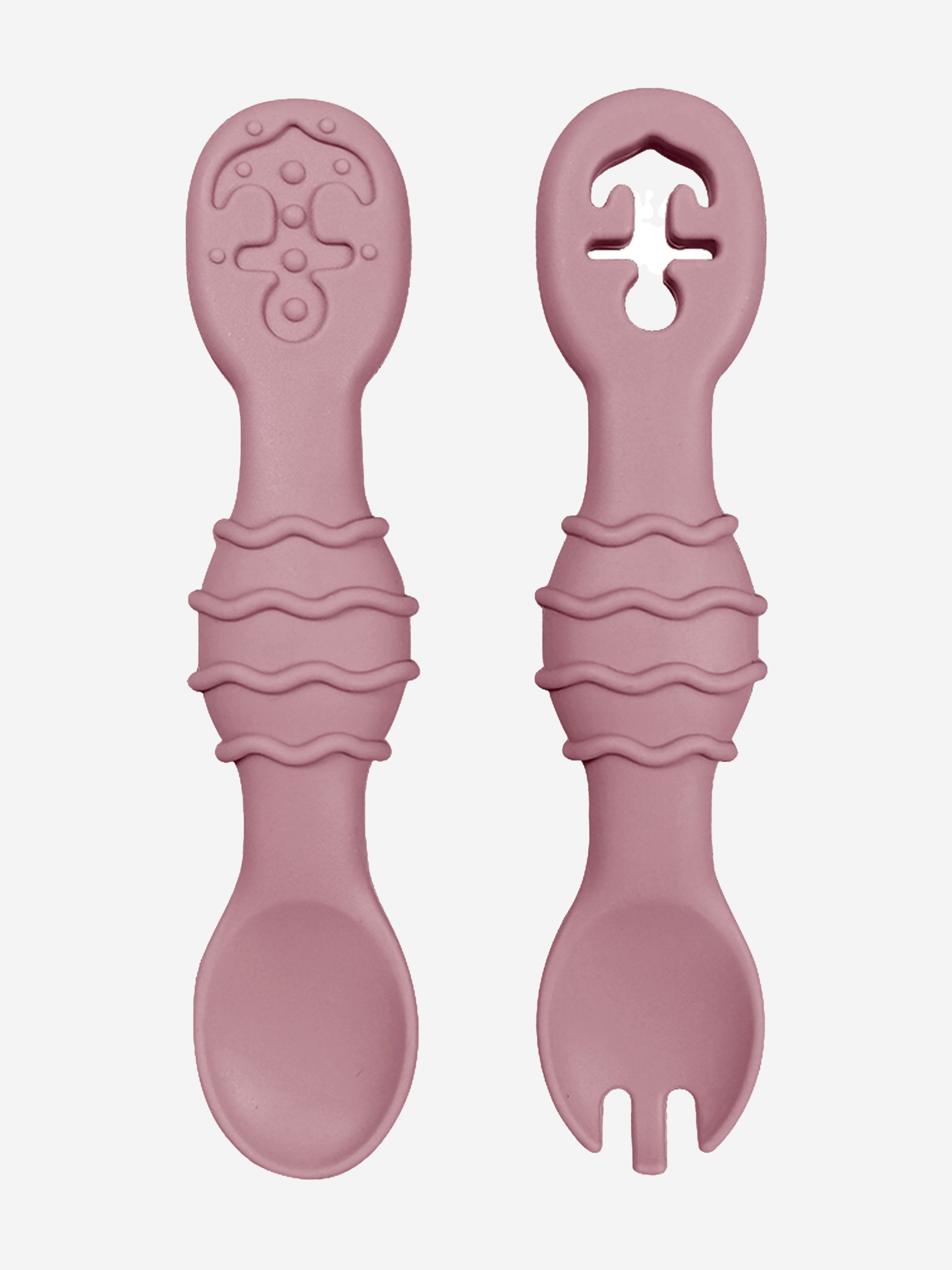 Bloom Bambini Silicone Spoon and Fork Set – Pink BPA-Free Baby Utensils