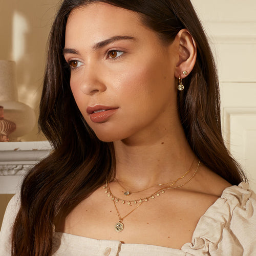 Gecko Jewellery 9ct Gold Multi Disc Necklace with Polished Finish