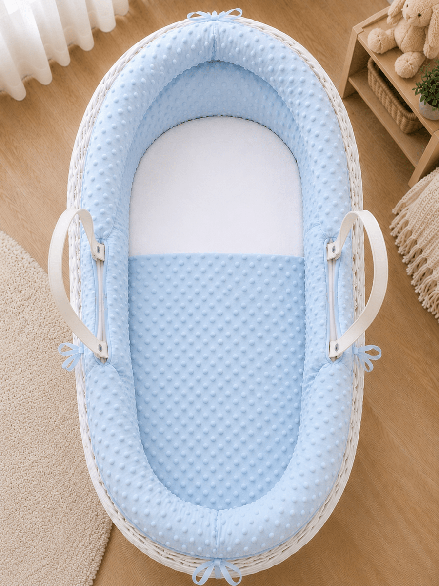For Your Little One Blue Dimple Moses Basket Bedding Set | 2-Piece