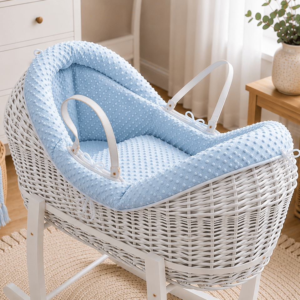 For Your Little One Blue Dimple Moses Basket Bedding Set | 2-Piece