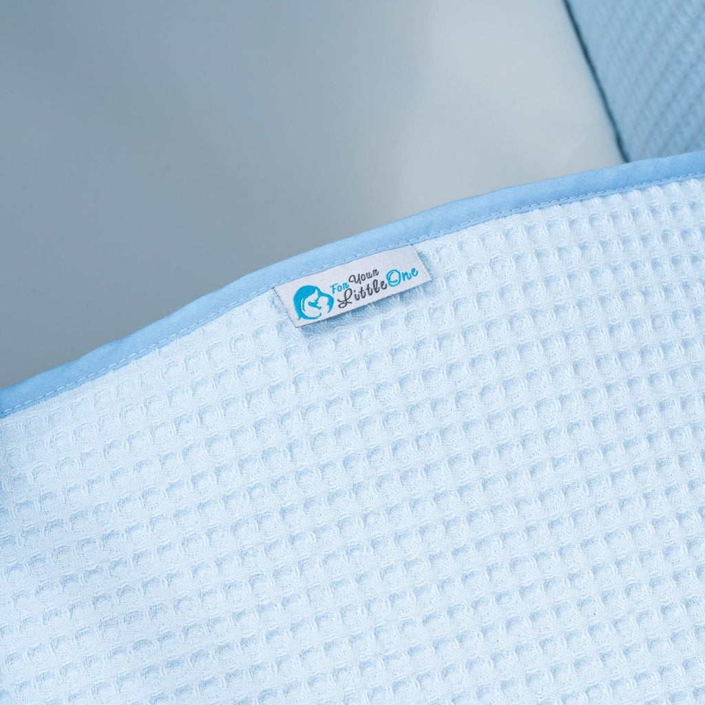 For Your Little One Blue Waffle Moses Basket Bedding Set – 2 Piece