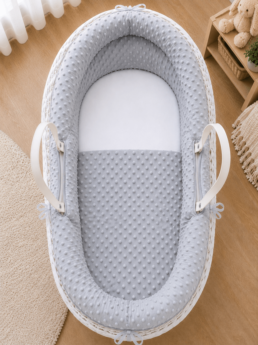 For Your Little One Grey Dimple Moses Basket Bedding Set – 2 Piece