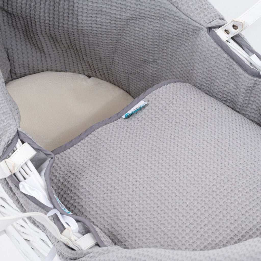 For Your Little One Grey Waffle Moses Basket Bedding Set – 2 Piece