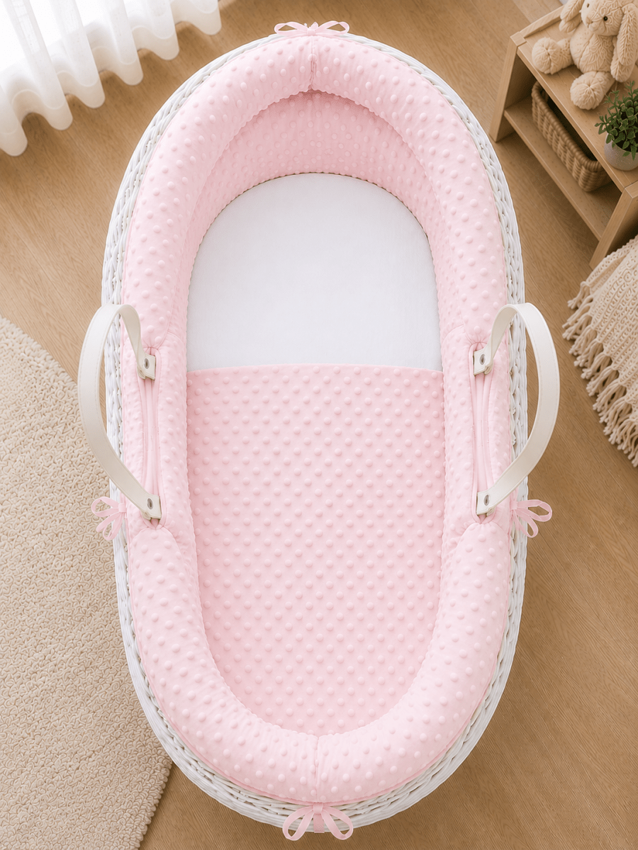 For Your Little One Pink Dimple Moses Basket Bedding Set – 2 Piece