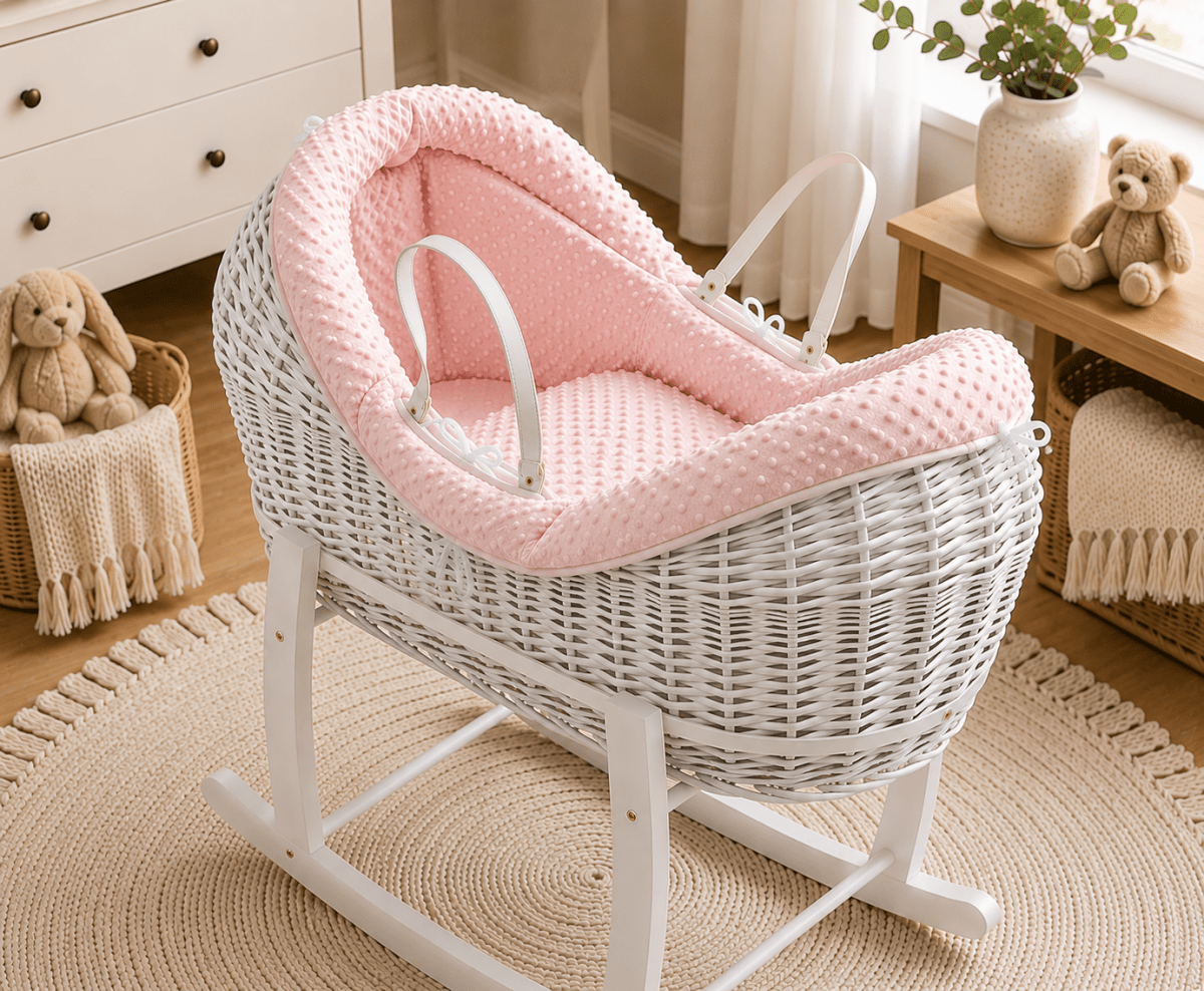 For Your Little One Pink Dimple Moses Basket Bedding Set – 2 Piece