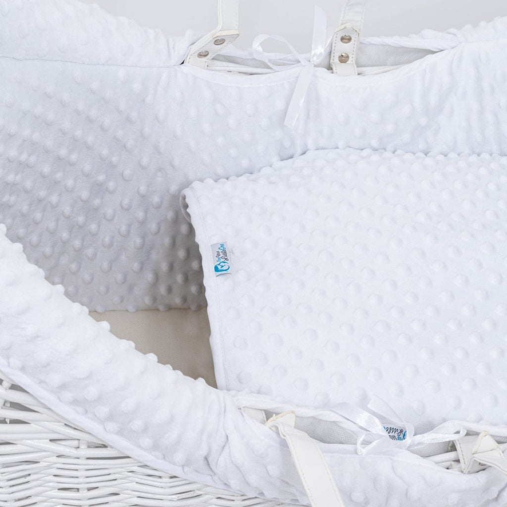 For Your Little One White Dimple Moses Basket Bedding Set | 2 Piece