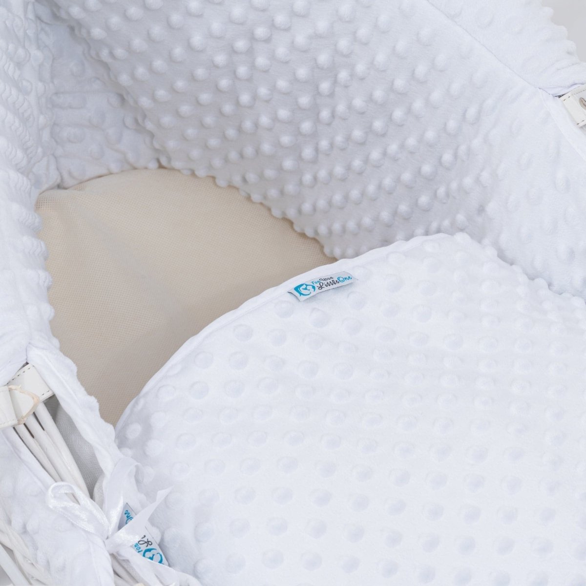 For Your Little One White Dimple Moses Basket Bedding Set | 2 Piece