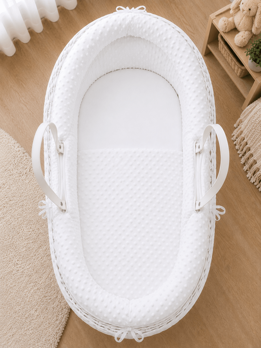 For Your Little One White Dimple Moses Basket Bedding Set | 2 Piece