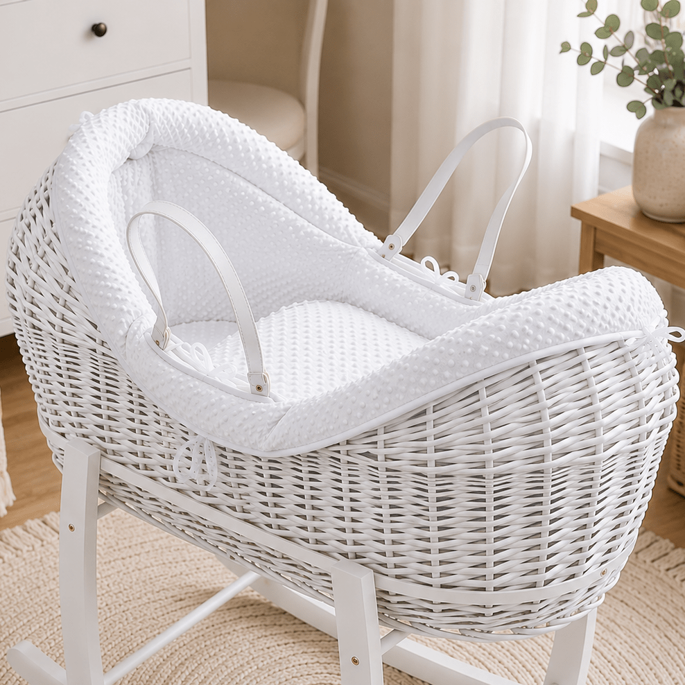 For Your Little One White Dimple Moses Basket Bedding Set | 2 Piece