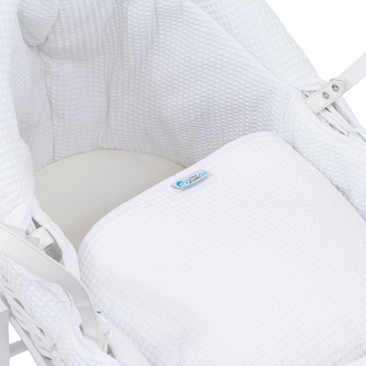 For Your Little One White Waffle Moses Basket Bedding Set with Quilt