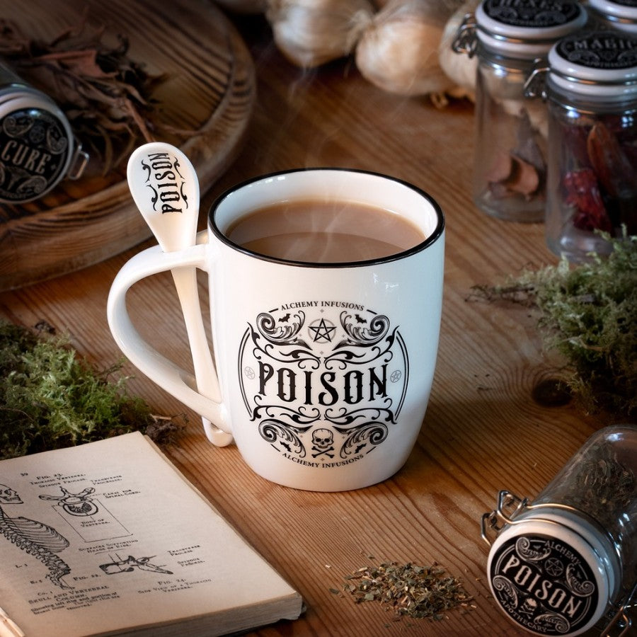 Alchemy Gothic Poison Mug & Spoon Set | Fine Bone China - 390ml