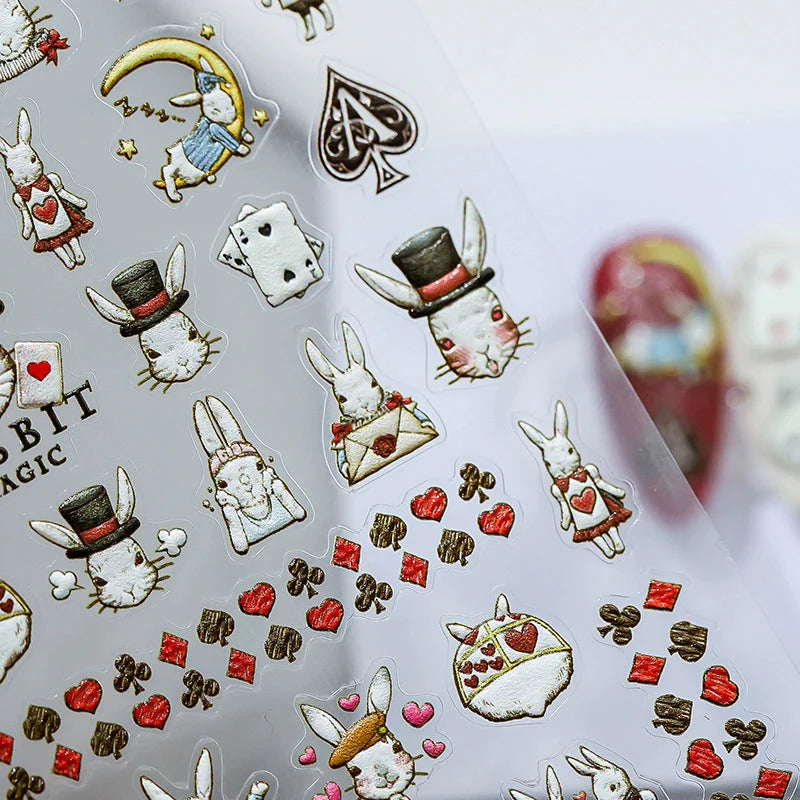 Poker Bunny Nail Deco Stickers by LuLuFun Studio - Ultra-Thin Nail Art