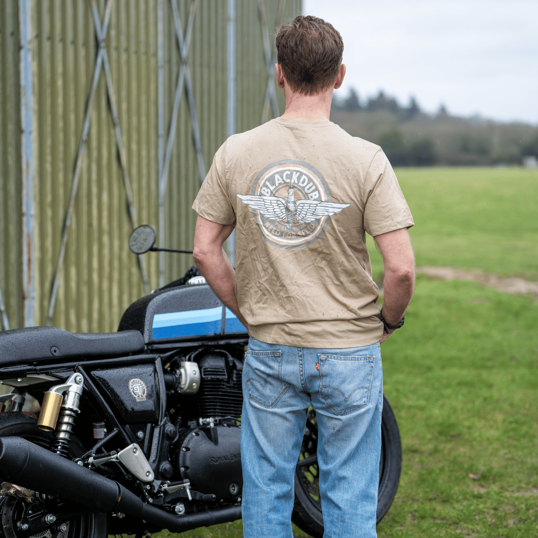 Uggly and Co Circle Wings Heavyweight Cotton Biker Tee - Beige