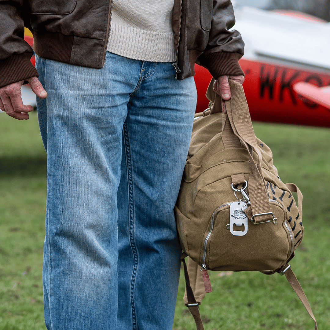Uggly and Co Aviation Beige Cotton Canvas Military Duffle Bag