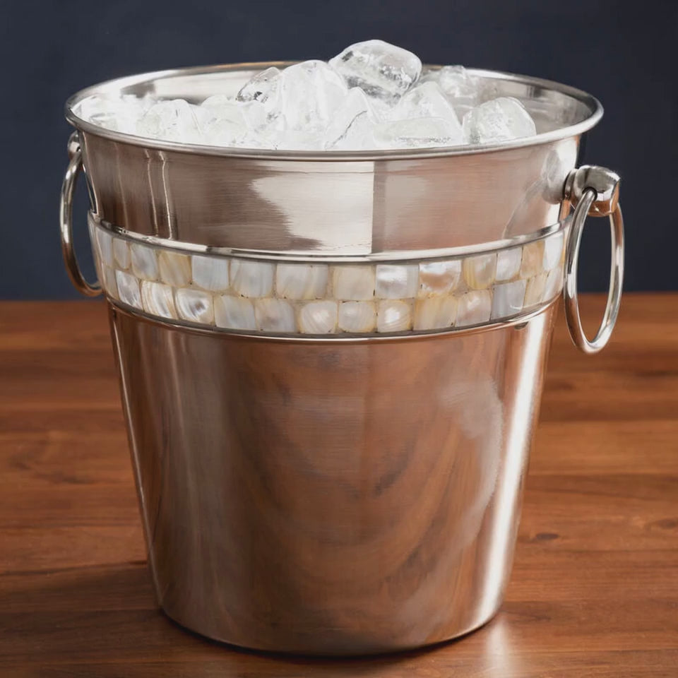 Orsina Champagne Bucket – Silver With Mother Of Pearl Inlay