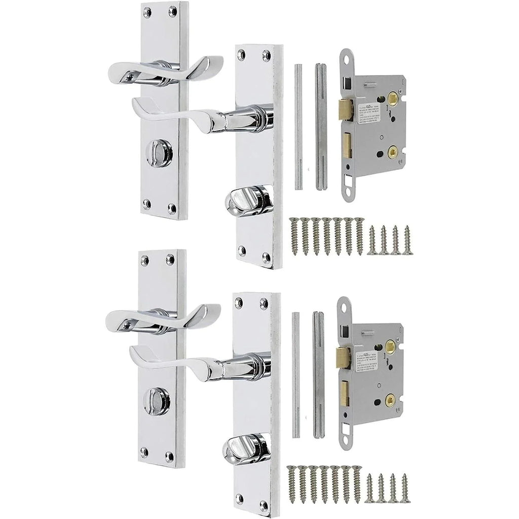 Probrico Victorian Scroll Privacy Door Handle Lever Lock Set | 2 Pack