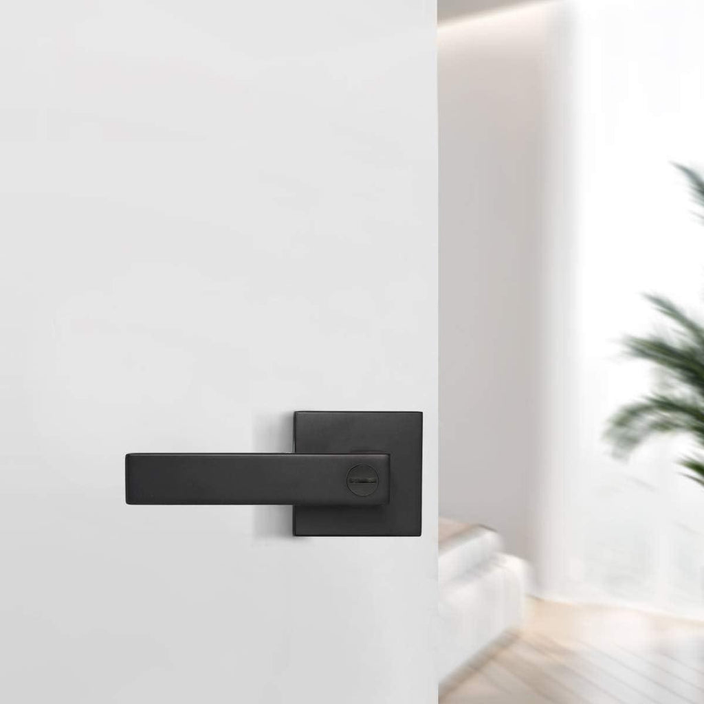 Massive Discounts Matte Black Square Privacy Door Lever - Stainless Steel