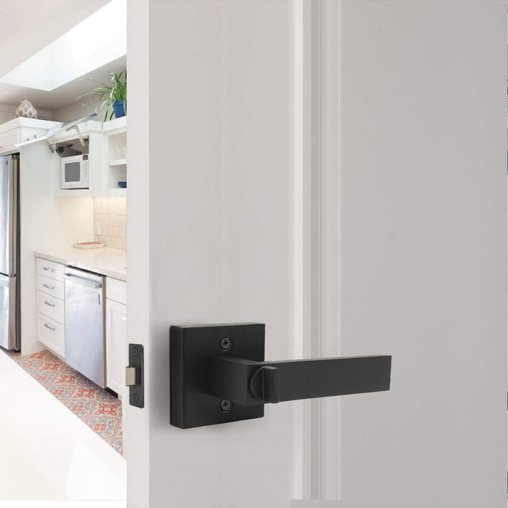 Massive Discounts Matte Black Square Privacy Door Lever - Stainless Steel