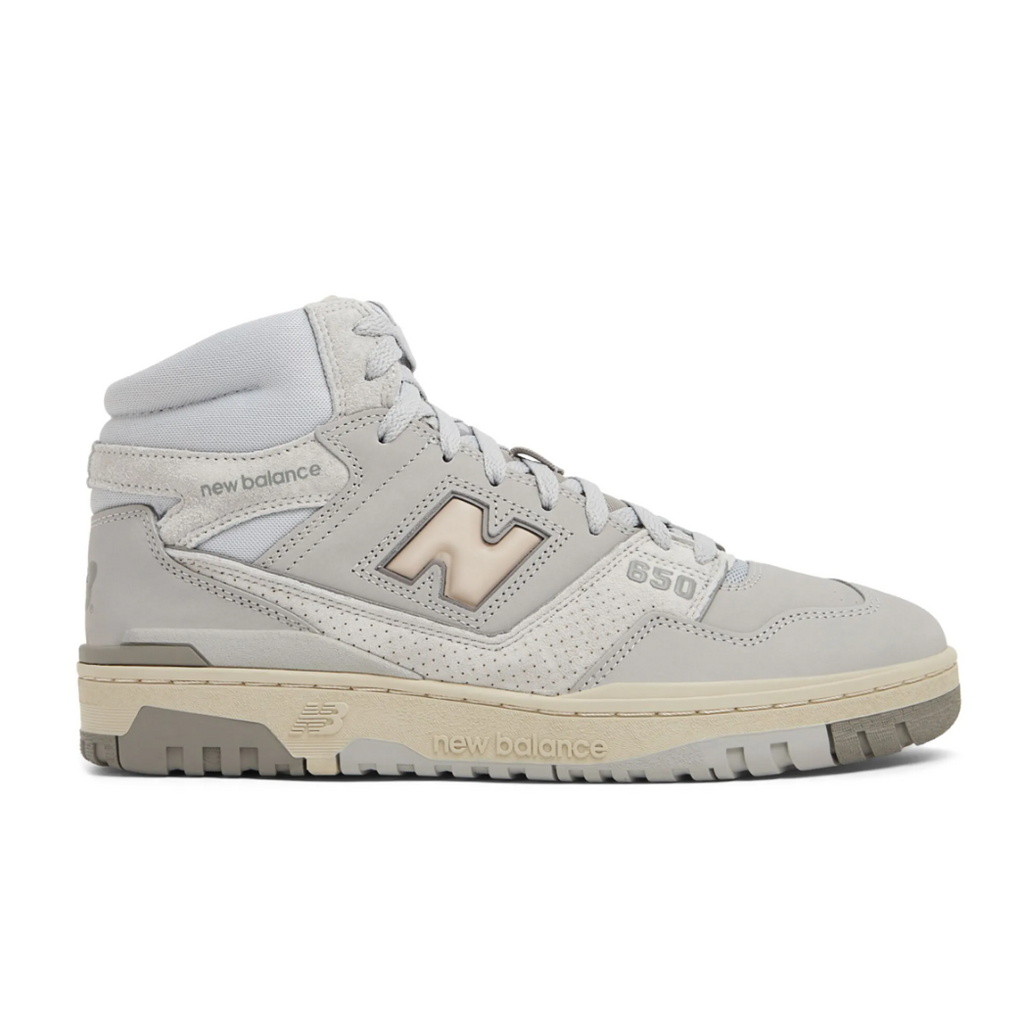 New Balance 650 Men’s Leather High-Top Sneakers – Light Grey – UK 6.5