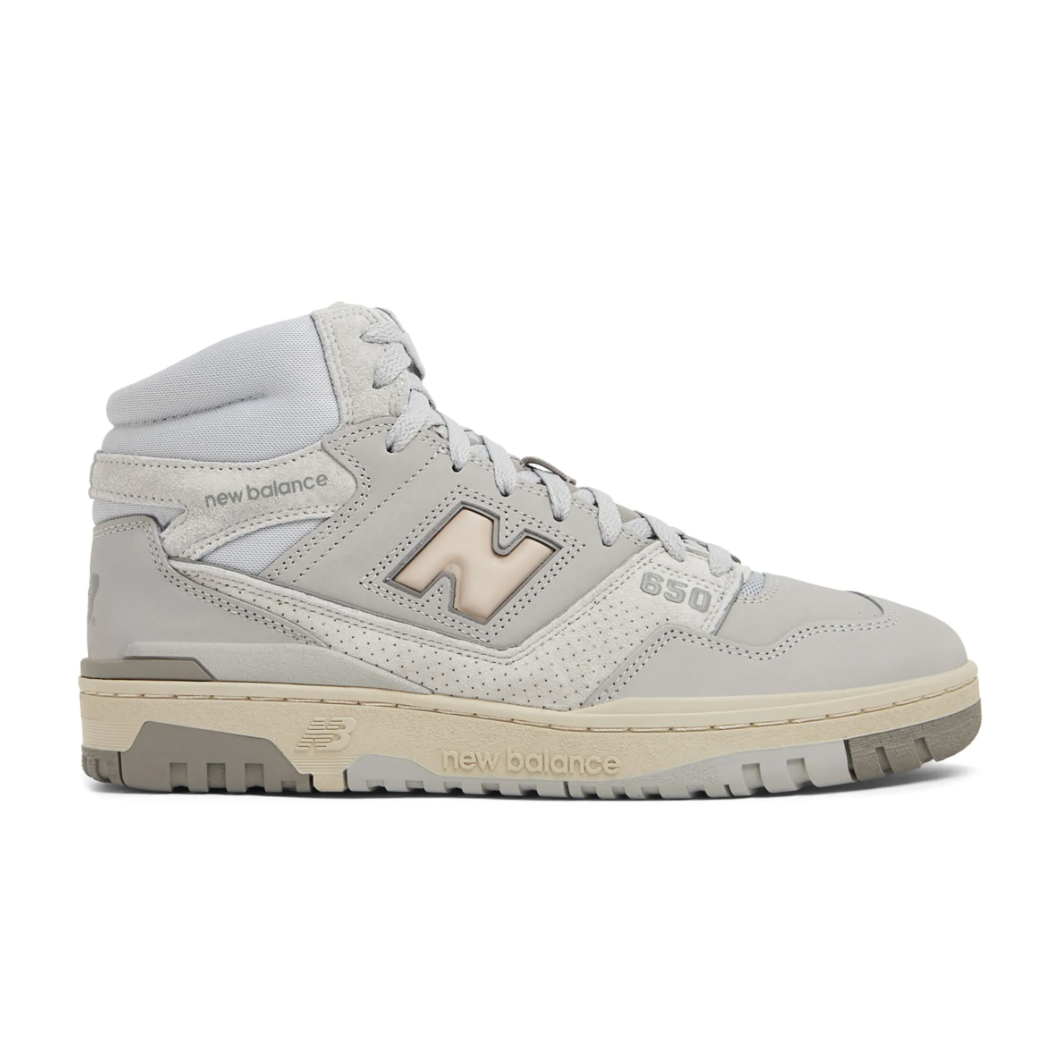 New Balance 650 Men’s Leather High-Top Sneakers – Light Grey – UK 6.5
