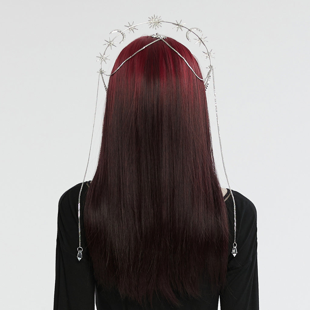 Punk Rave Estrella Tiara – Stainless Steel Celestial Sun Moon Crown