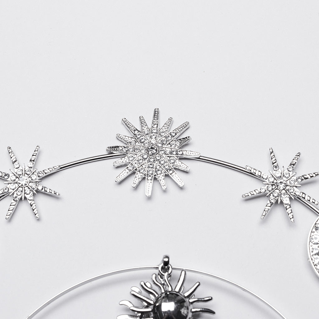 Punk Rave Estrella Tiara – Stainless Steel Celestial Sun Moon Crown