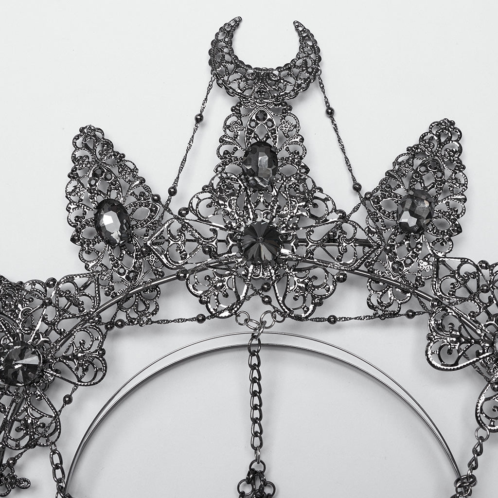 Punk Rave Nicandra Gothic Skull Crown | Metal Halo with 3D Gemstones