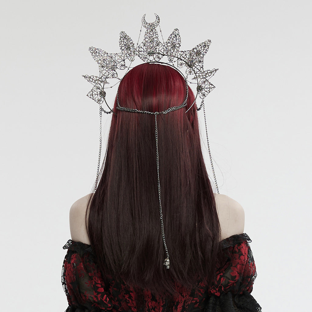 Punk Rave Nicandra Gothic Skull Crown | Metal Halo with 3D Gemstones