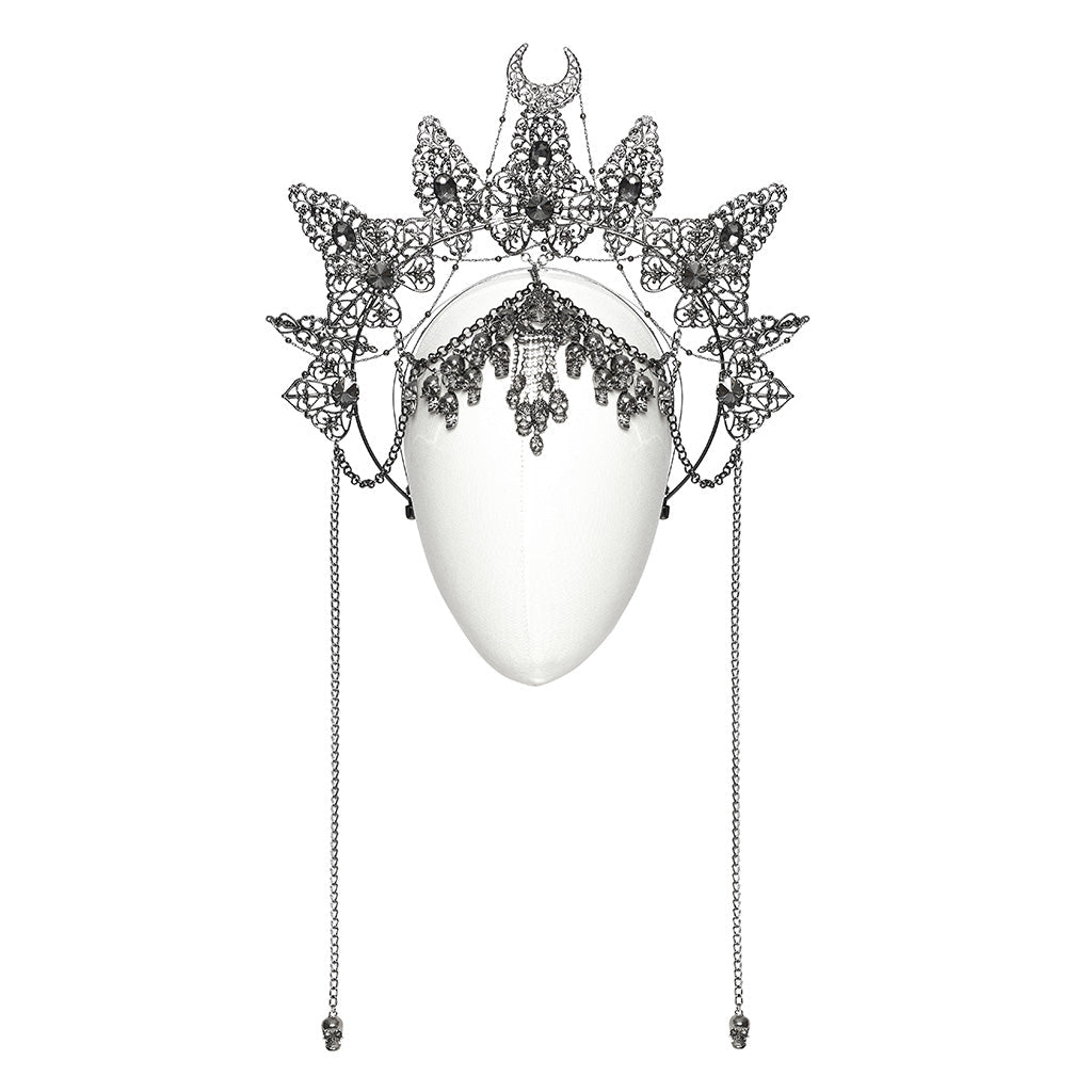 Punk Rave Nicandra Gothic Skull Crown | Metal Halo with 3D Gemstones