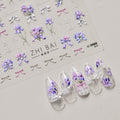 LuLuFun Studio Purple Flower Nail Deco Stickers - Floral Nail Art Decals