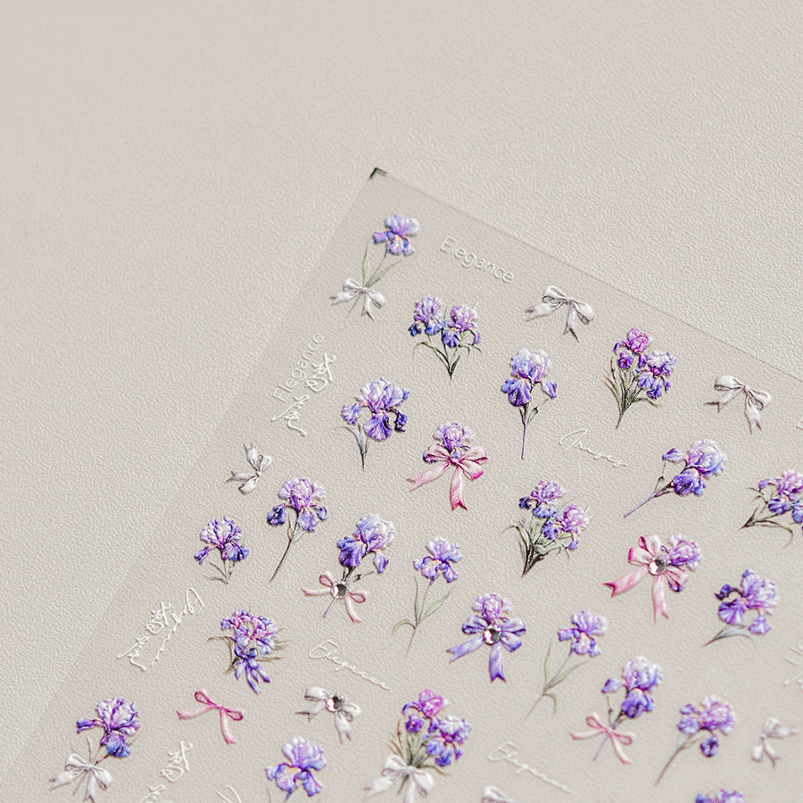 LuLuFun Studio Purple Flower Nail Deco Stickers - Floral Nail Art Decals