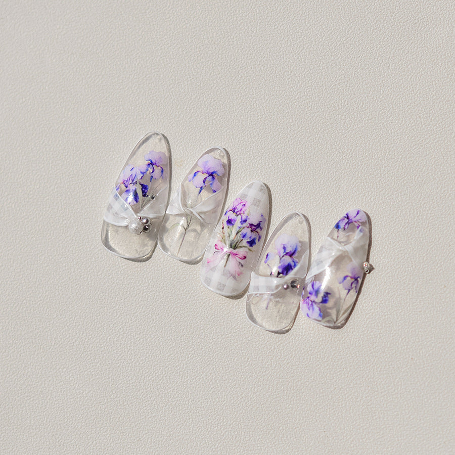 LuLuFun Studio Purple Flower Nail Deco Stickers - Floral Nail Art Decals