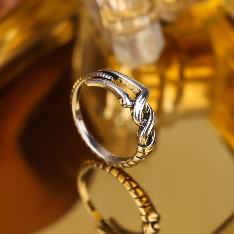 Stylish Retro Minimalist Twisted Wire Winding Ring