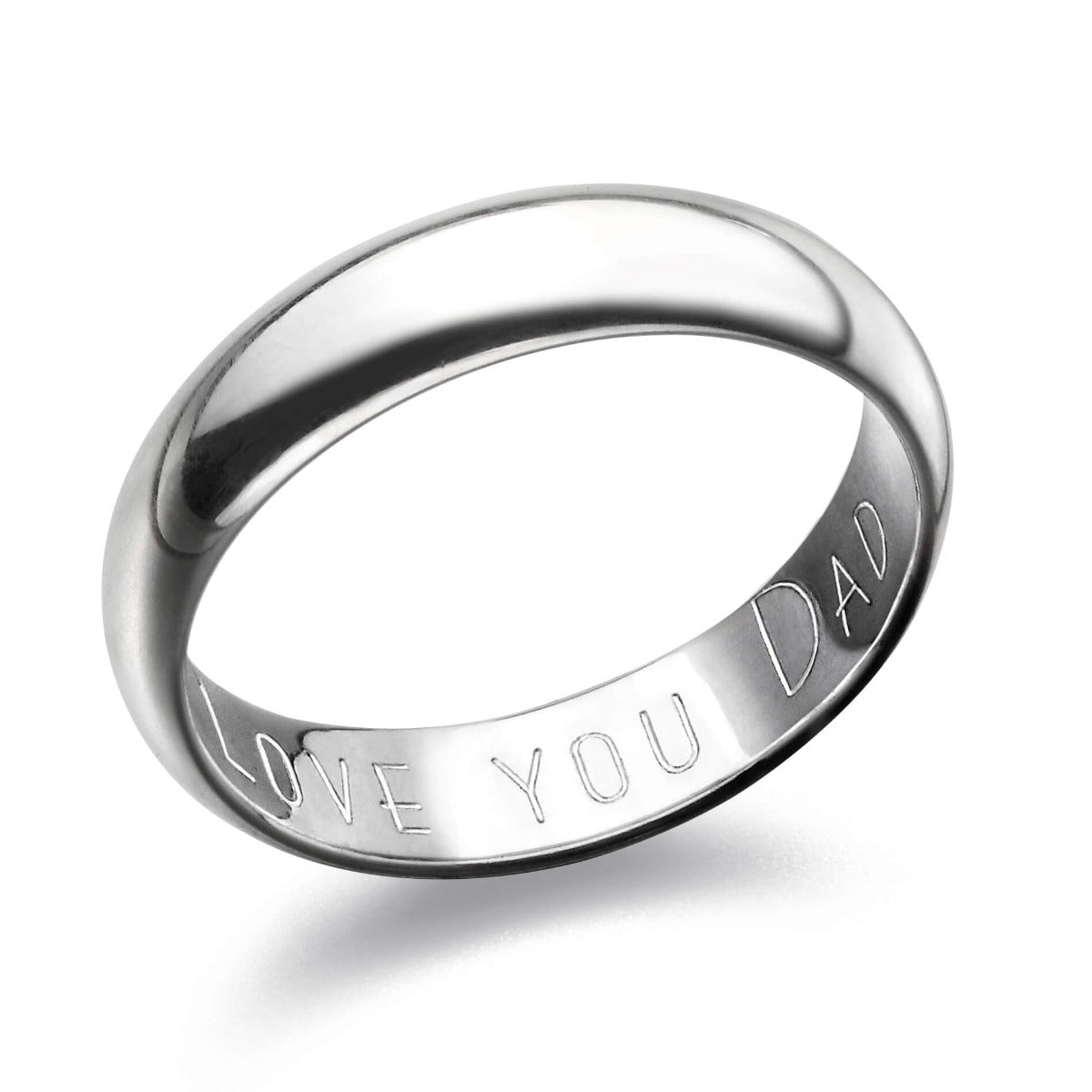 Gecko Jewellery 4mm Curved Band Ring – Plain Finish Engravable Ring