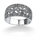 Gecko Jewellery Marcasite Wide Ring – Oxidised 925 Sterling Silver