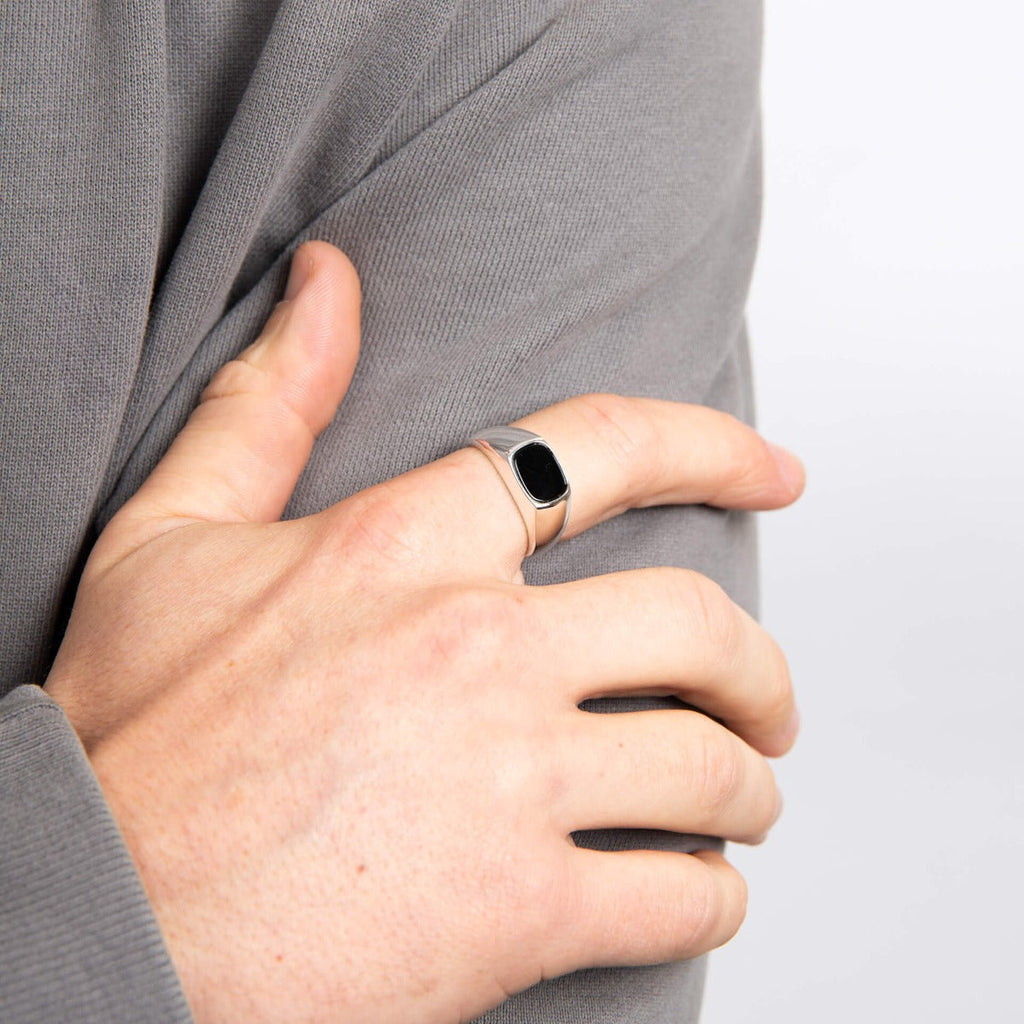 Onyx Signet Ring by Gecko Jewellery – Sterling Silver Statement Ring