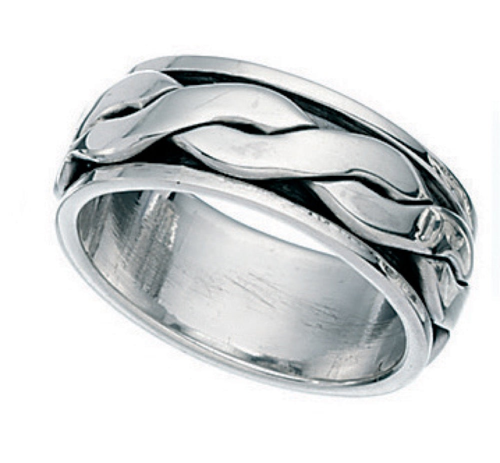 Celtic Band Ring by Gecko Jewellery – Oxidized Silver Patterned Band