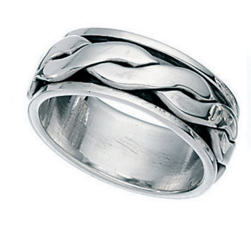 Celtic Band Ring by Gecko Jewellery – Oxidized Silver Patterned Band