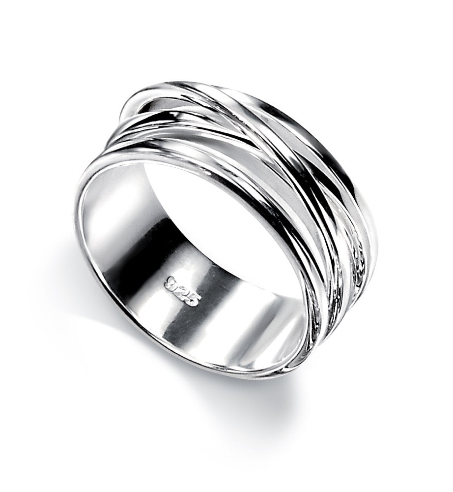 Gecko Jewellery Sterling Silver Cross Over Ring – Stackable Band
