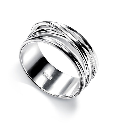 Gecko Jewellery Sterling Silver Cross Over Ring – Stackable Band