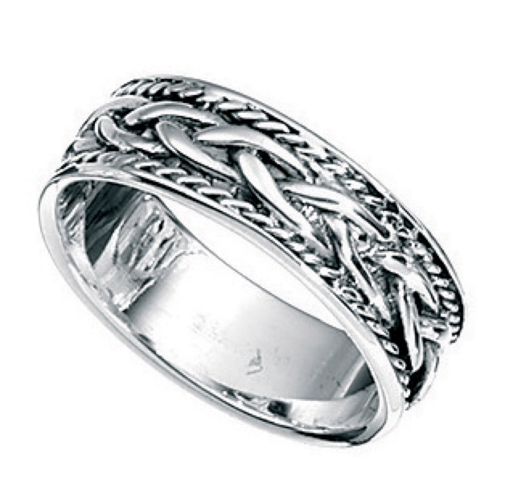 Gecko Jewellery Sterling Silver Plaited Design Oxidised Band Ring