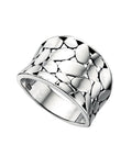 Gecko Jewellery Wide Textured Pebble Pattern Ring in Sterling Silver