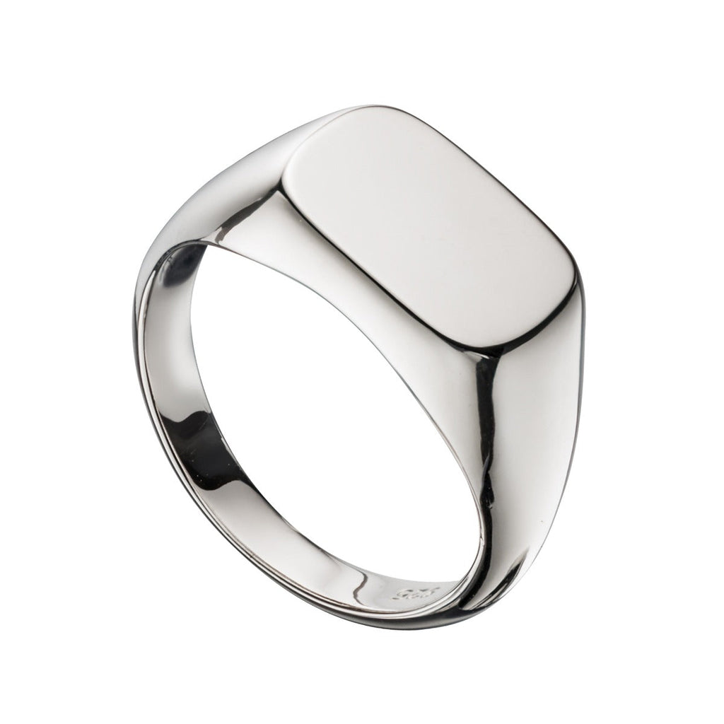 Gecko Jewellery Plain Signet Ring – Engravable 925 Sterling Silver
