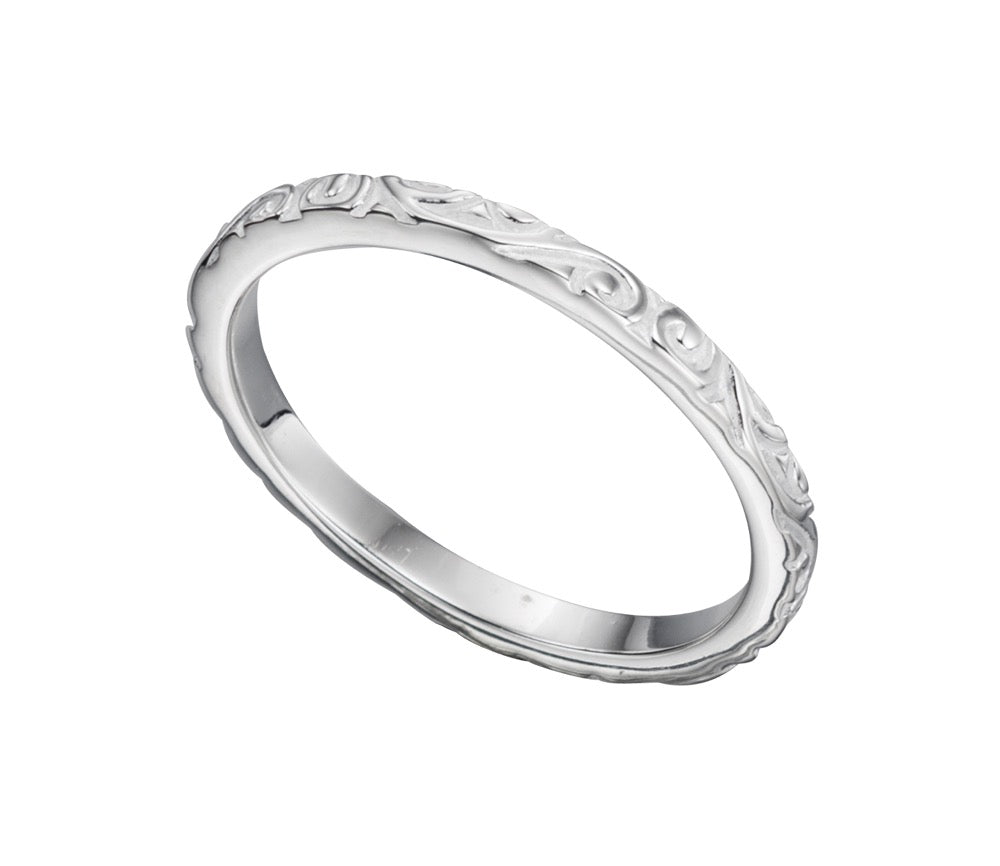 Scroll Pattern Band Ring in Sterling Silver by Gecko Jewellery Retail