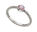 Gecko Jewellery Pink Mother of Pearl Twisted Ring in Sterling Silver