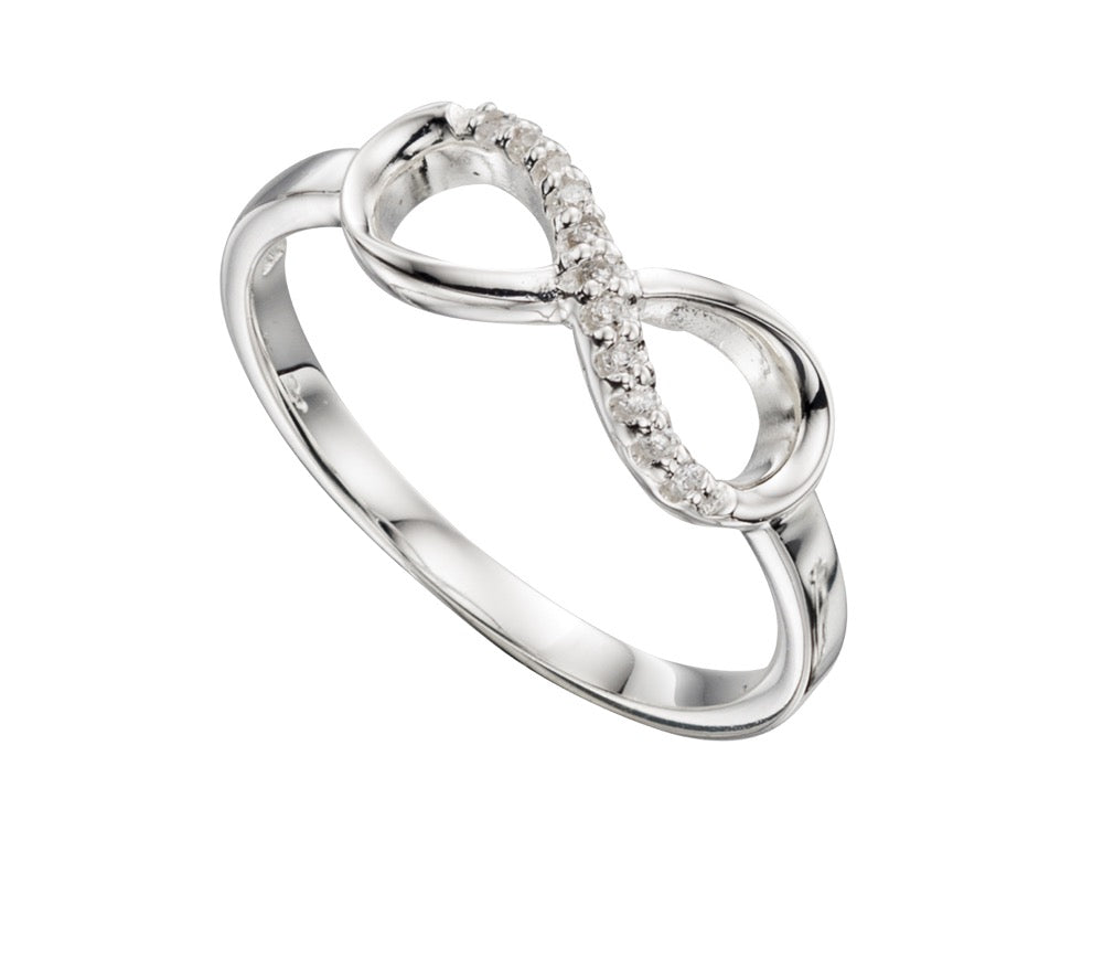 Sterling Silver CZ Infinity Ring | Gecko Jewellery Cubic Zirconia Band