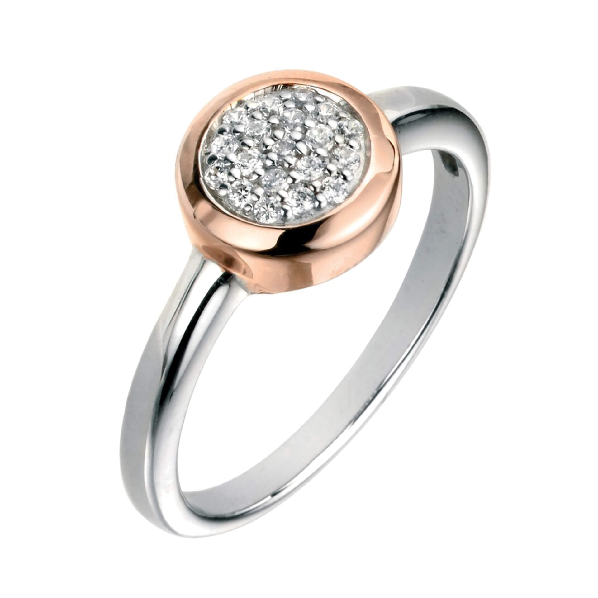 Gecko Jewellery Pave CZ Ring – Rose Gold Plated Sterling Silver Band