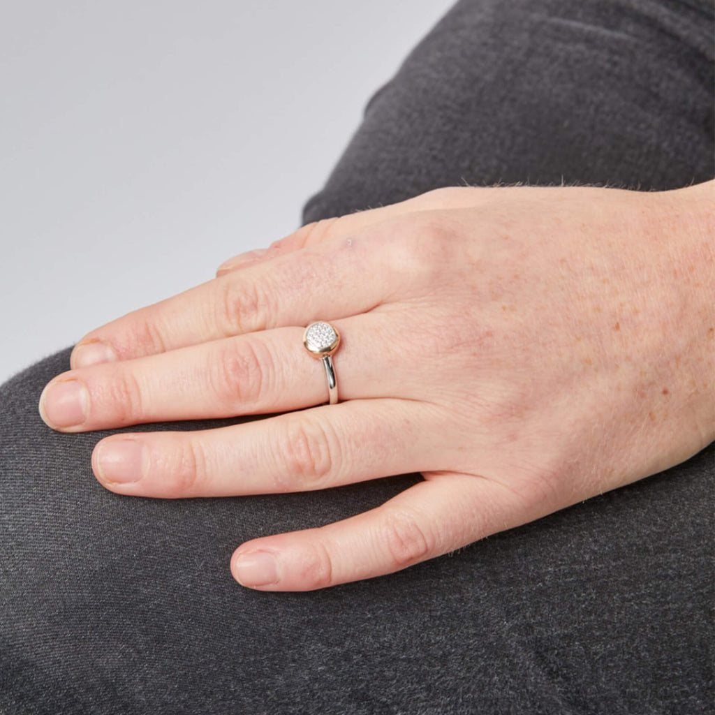 Gecko Jewellery Pave CZ Ring – Rose Gold Plated Sterling Silver Band